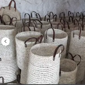 खरीदारी की टोकरी बैग में थोक व्यापारी-Artisanal मोरक्को-समुद्र तट शॉपिंग बाजार-पुआल ईख विकर