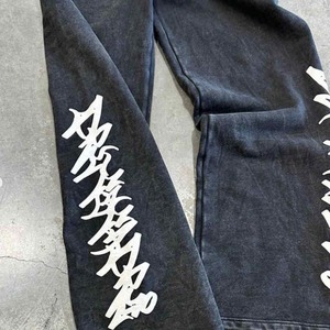 Custom Sweatsuit Acid Wash Vintage <b>Cropped</b> <b>Zip</b> <b>up</b> Hoodie Jogger Distressed Stacked Sweatpants and Hoodie Set Tracksuit for Men - Product Image 4