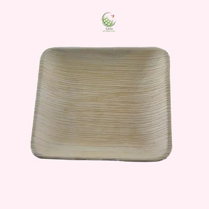 Vaisselle jetable en feuille de palmier biodégradable naturelle, assiettes carrées de différentes tailles et formes pour servir des aliments lors des mariages - Product Image 1