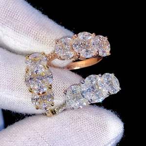 Women's Tri-Color Moissanite Diamond <b>Ring</b> <b>Set</b> 925 <b>Sterling</b> <b>Silver</b> Brilliant Cut Engagement Bands Rhodium Plated Prong Setting - Product Image 4