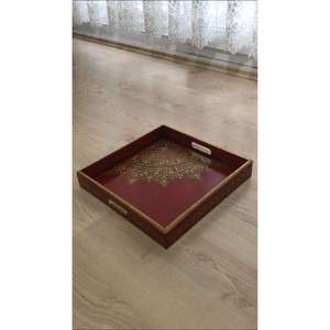 Grand plateau de service en bois fait main sur mesure, compatible lave-vaisselle et micro-ondes, style européen et américain moderne, sans danger pour les aliments - Product Image 1