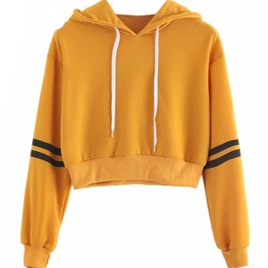 เสื้อฮู้ดสีเหลืองระบายอากาศได้ดี เป็นมิตรกับสิ่งแวดล้อม มีแถบสีดำ แขนเสื้อแบบปกติ สีพื้น ผ้าฝ้ายถัก ยูนิเซ็กซ์ สวมใส่สบายในฤดูหนาว - Product Image 1