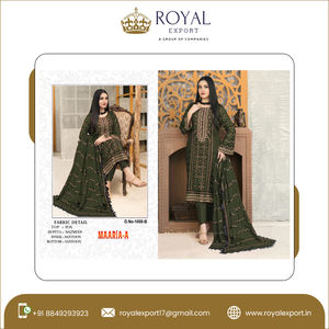 Diseñador Heavy Faux Georgette con Secuencia de cadena bordado cosido largo pakistaní Salwar Suit Collection para bodas - Product Image 5