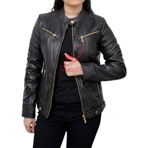 Veste en cuir pour femmes de style récent Concevez votre propre veste en cuir Veste en cuir imperméable pour femmes Original Hide From Sialkot - Product Image 3