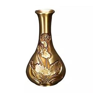 Elegante florero de latón hecho a mano, decoración Vintage para el hogar, centro de mesa, maceta de Metal con detalles florales en relieve - Product Image 5