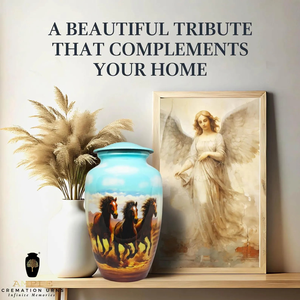 Running Horse design Cremation <b>Urn</b> Handcrafted Meena Coated Aluminum Memorial <b>Urns</b> <b>Large</b> & Keepsake Leakproof Engravable - Product Image 5