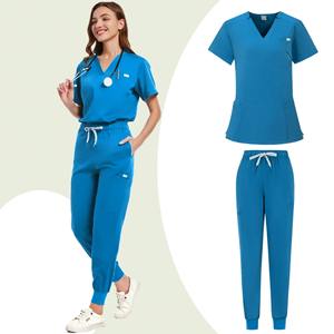Femmes fermeture éclair ouverture gommage manteau col coton allaitement uniforme Spa vêtements de travail médecin salopette pour professionnels médicaux vétérinaires - Product Image 5