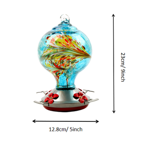 Moderno 33oz capacità soffiato a mano in vetro blu colibrì mangiatoia appesa per uccelli formica gancio per la decorazione del giardino all'aperto - Product Image 4