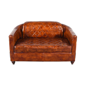 Sofá Vintage de 2 Plazas con Diseño de la Bandera Británica, Tapizado en Cuero y Lona, con Estructura de Madera - Product Image 1