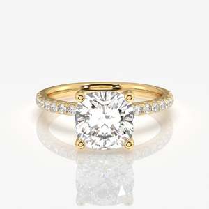 Cushion Cut Moissanite Diamond <b>Set</b> in Pave <b>Sterling</b> <b>Silver</b> Elegant <b>Rings</b> for Women - Product Image 1