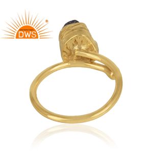 Dernière création artisanale : Bague empilable en or 18 carats plaqué or avec pierre précieuse naturelle Iolite brute – Fabricant de bijoux demi-fins - Product Image 4