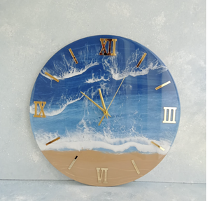 Horloge murale créative en résine de bois Horloge époxy en résine de bois poli brillant Grande qualité de l'Inde - Product Image 3