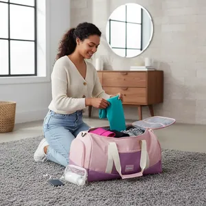 Promotional Drawstring Sportpack 35L Semi-Waterproof Travel <b>Suitcase</b> Mottled Pink with Lilac - Product Image 6