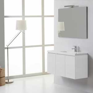 Meuble de salle de bain moderne blanc de 90 cm avec trois portes, ensemble de salle de bain Miami Forest à charnière droite - Product Image 1