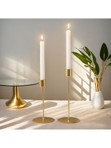 Set Of 3 Metal <b>Candle</b> <b>Stick</b> <b>Holders</b> For Wedding Table Decor With Shiny Finish And Stylish Design - Product Image 2