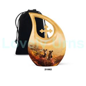 Gran oferta, calidad Premium, puesta de sol, cebra, gota de lágrima, cremación, urna para adultos, gota decorativa, urna cruzada para cenizas con bolsa de terciopelo gratis - Product Image 1