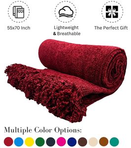 Manta de Avior Premium suave y cómoda para todas las estaciones, manta de chenilla tejida con diseño bordado, decoración del hogar de Color sólido - Product Image 6