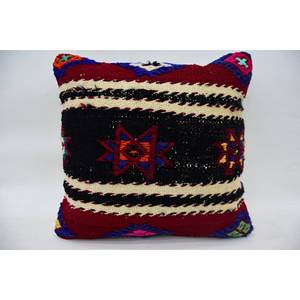 Almohada Kilim Bohemia Multicolor de 18x18 pulgadas, cojín de lana tejido cuadrado con estampado Vintage, relleno de plumas para decoración de sofá, uso navideño - Product Image 1