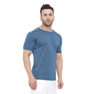 Men's Drifit Short Sleeve Gym Workout <b>T</b>-<b>Shirt</b> Quick Dry Breathable <b>Raglan</b> Style with Light O-Neck Custom Logo Print - Product Image 3