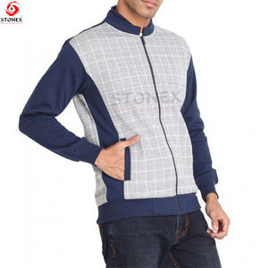 เสื้อสเวตเตอร์ผ้าคอตตอนสำหรับผู้ชายเสื้อสเวตเชิ้ตสีน้ำเงินเข้มแบบผลิตจากปากีสถาน - Product Image 3