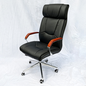 Silla Ejecutiva Ergonómica de Lujo MFZ858 Tapizada en Cuero PU con Reposabrazos de Madera, Silla Elevadora con Altura Ajustable para Uso Doméstico - Product Image 3