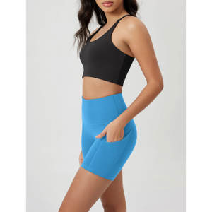 Pantalones cortos de gimnasio de diseño personalizado para mujer, pantalones cortos deportivos de cintura alta para gimnasio, pantalones cortos de yoga para correr - Product Image 5