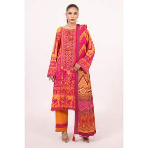 Conjunto de traje Khaddar estampado sin coser de 3 piezas para mujer K-52025 - Product Image 5