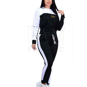 Trending Women's Winter Solid Sweating Custom Printed Logo 100% Cotton 2-Piece Long Sweatsuit Set para niñas - Product Image 3