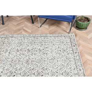<b>Rug</b>, 5x8.4 ft Vintage <b>Rug</b>, Gray <b>Check</b> <b>Rug</b> Wool - Product Image 5