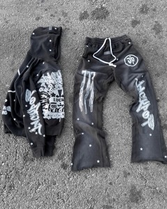 Fashion Sportswear Plus Pants Sweatshirts Fleece Hooded and Sweatpants Two Piece Men Set Tracksuit Streetwear Y2k Clothes - Product Image 1