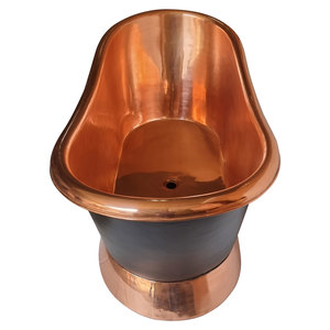 Baignoire en métal de cuivre pour le bain humain, baignoire de taille Standard utilisée, baignoire droite autoportante en cuivre avec finition Antique - Product Image 5