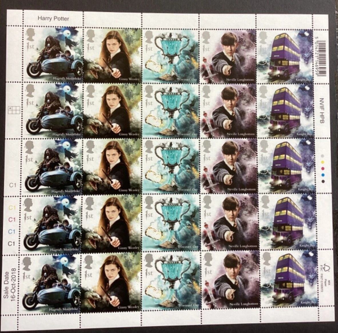 25 British 1ST Harry Potter Hagrid stamps