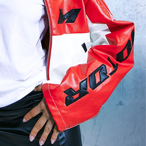 Chaqueta de cuero de imitación con bordado floral, chaquetas de mujer, abrigo de otoño, cuello vuelto, motorista, chaqueta de cuero negra Punk - Product Image 6