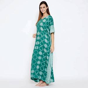 Alta calidad Slim Fit 100% algodón Escote en V Mangas cortas extendidas Verde Shibori Tie-Dye Kaftan - Product Image 3