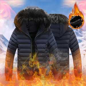 Veste d'hiver décontractée pour hommes en gros manteau en peluche à capuche chaud et à la mode épaissir la conception de toile matelassée en coton cousue - Product Image 4