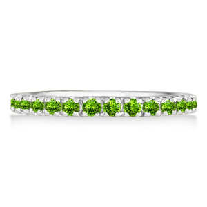 Anillo Apilable de Oro Blanco de 14K con Peridoto, Banda de Eternidad con Corte Princesa de 0.75ct, Chapado en Rodio, Joyería Fina con Tecnología de Incrustación PT950 - Product Image 1