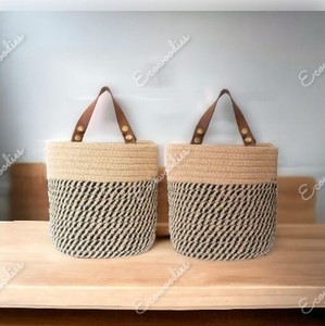 Jarrón de suelo Art Deco abstracto de estilo Natural, maceta para plantar, almacenamiento de escritorio, cesta de artesanía tejida con cuerda de algodón de yute - Product Image 4