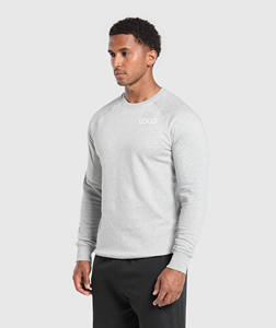 <b>Mens</b> Light <b>Grey</b> Raglan Crewneck <b>Sweatshirt</b> Custom Logo Heavyweight Long Sleeve Pullover Crew Neck Casual Streetwear OEM ODM - Product Image 1