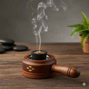 Quemador de Incienso Árabe de Madera de Acacia Premium con Incrustaciones de Resina, Difusor de Aromaterapia Religioso Hecho a Mano, Porta Incienso Decorativo - Product Image 4