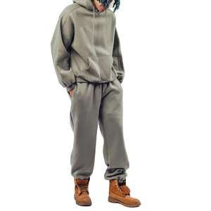 Stacked Tracksuits For <b>Men</b> Rhinestone High Quality Flare Stacked Sweat <b>Suit</b> 100% Cotton Slim Fit Streetwear Tracksuit - Product Image 2