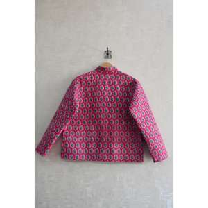 Chaqueta Acolchada Reversible de Algodón Tejido Ecológico para Mujer, Estampado Floral Hecho a Mano, Manga Larga, Informal, para Invierno - Product Image 4