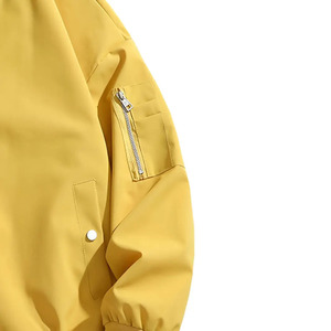 Blouson aviateur à col montant et fermeture éclair à manches longues de couleur unie pour hommes veste zippée décontractée pour hommes - Product Image 2