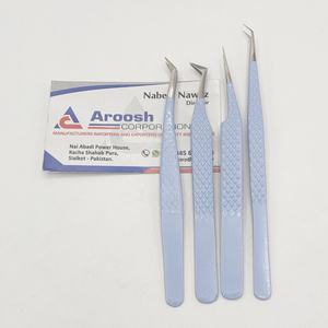 Pince à épiler d'extension de cils en acier inoxydable bleu bébé à 45 degrés avec logo personnalisé en gros pointue pour la beauté russe - Product Image 1
