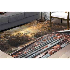 Tapis imprimé paysage d'automne : Doux, antidérapant, style ferme, pour bureau, avec poils doux - Product Image 3