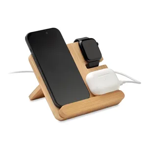 BOOGAR Chargeur sans fil 3-en-1 Gadgets personnalisés en bambou et en bois - Product Image 5