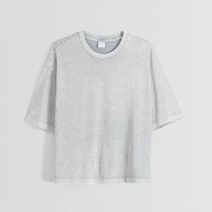 Haute qualité luxe hommes 100% coton lourd surdimensionné Boxy Fit T-Shirt lavé à l'acide blanc col montant avec hommes Boxy Fit - Product Image 5