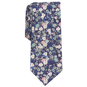 Bar III Men's Snyder Skinny Floral <b>Tie</b> Green Size Regular Printed Pattern <b>Polyester</b> and Cotton Material - Product Image 1
