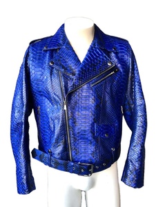 Chaqueta de Motociclista de Cuero Azul OEM de Entrega Rápida, Chaqueta de Cuero Real para Hombre, Ajustada, Estilo Motociclista, Ropa de Calle, Impermeable, al por Mayor - Product Image 5