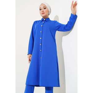 Ensemble tunique 2 pièces pour femme avec saxophone boutonnée en métal élégant et élégant - Product Image 4