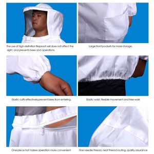 Veste de protection pour apiculture respirante à double fermeture à glissière avec voile Chapeau pliable anti-abeilles pour apiculteurs - Product Image 6